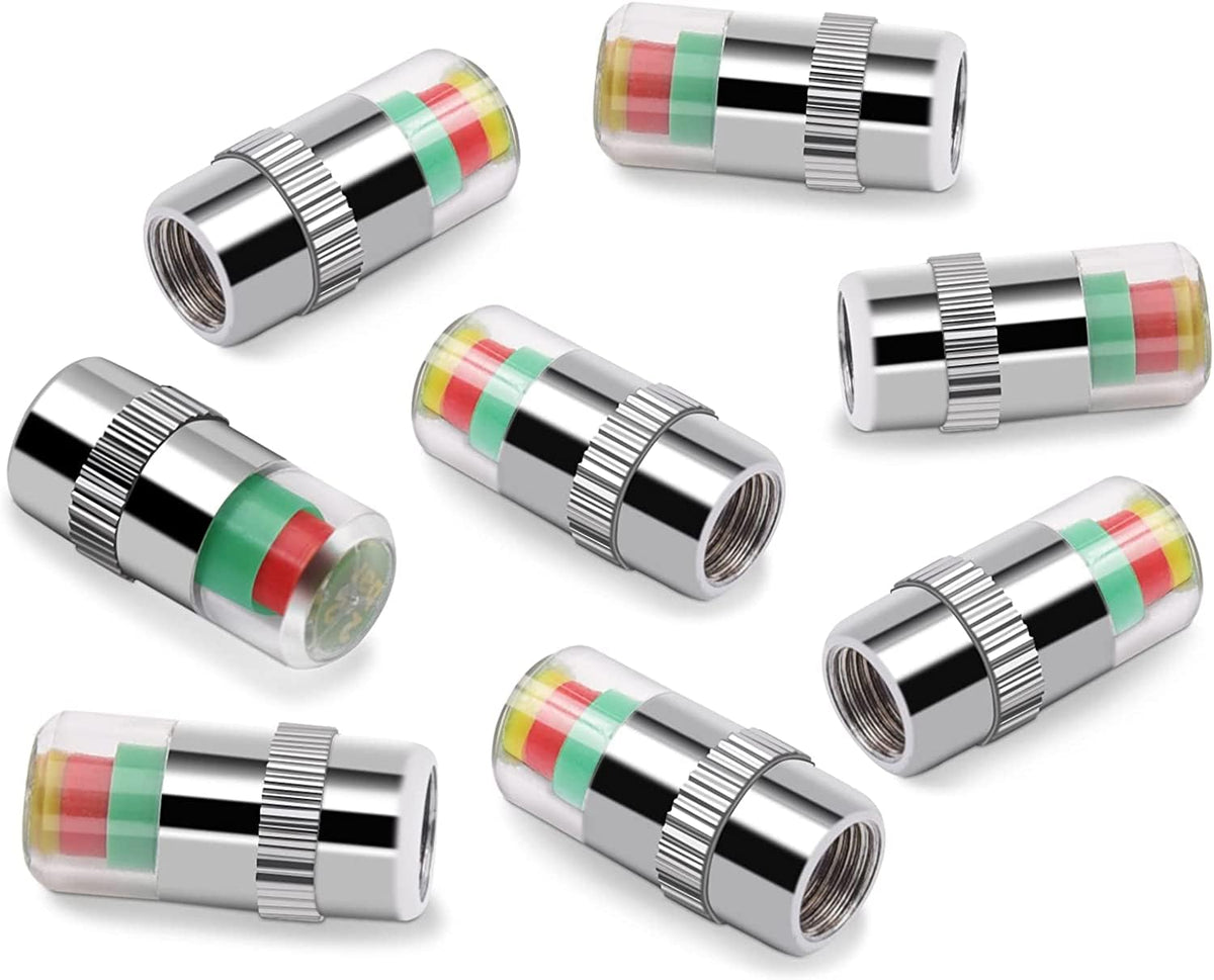 8Pcs Tire Valve Stem Caps, 2.4Bar 35PSI Car Tire Pressure - Product Imagery