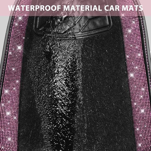 CAR PASS Bling Diamond Car Floor Mat Shining Rhinestones Carpet, - Product Imagery