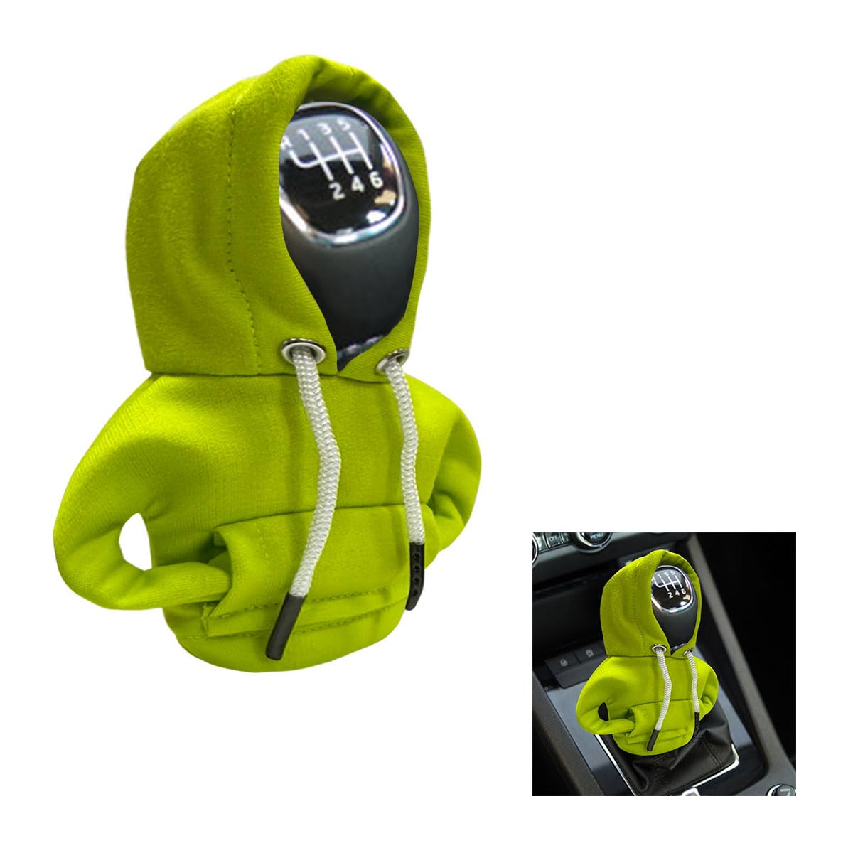 JOYCOURT Car Gear Shift Hoodie Auto Shifter Knob Cover, Green - Product Imagery