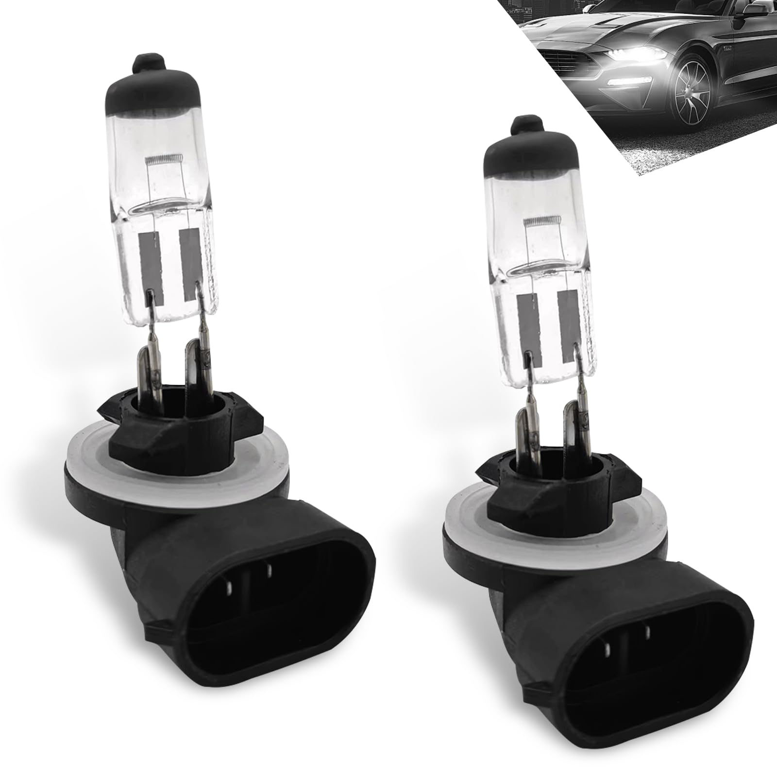 2 PCS Car 881-27W Halogen Bulb, 12V Super Penetrating Quartz - Product Imagery