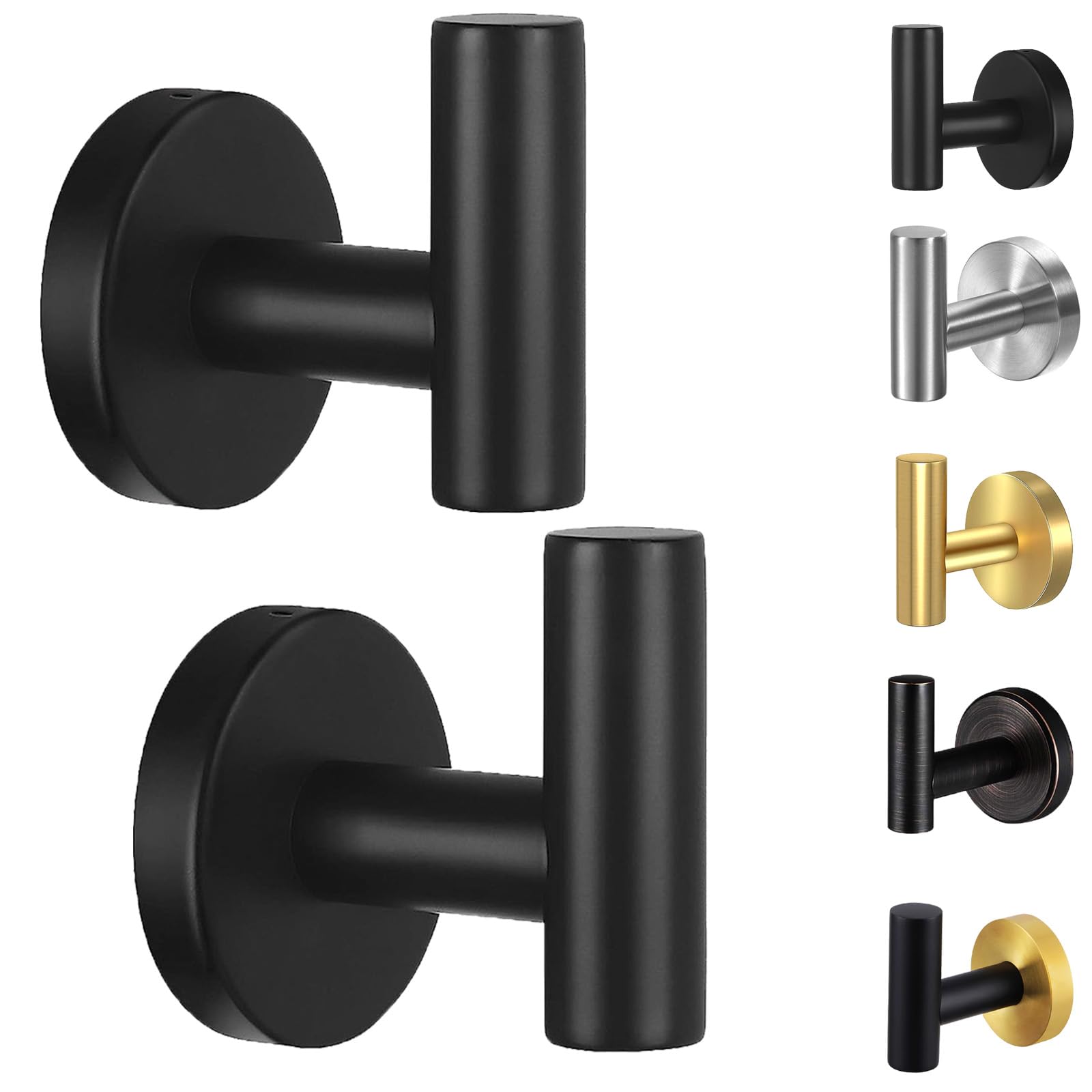 Kruodop Towel Hooks for Bathroom,2 Packs Wall Mount Towel - Product Imagery
