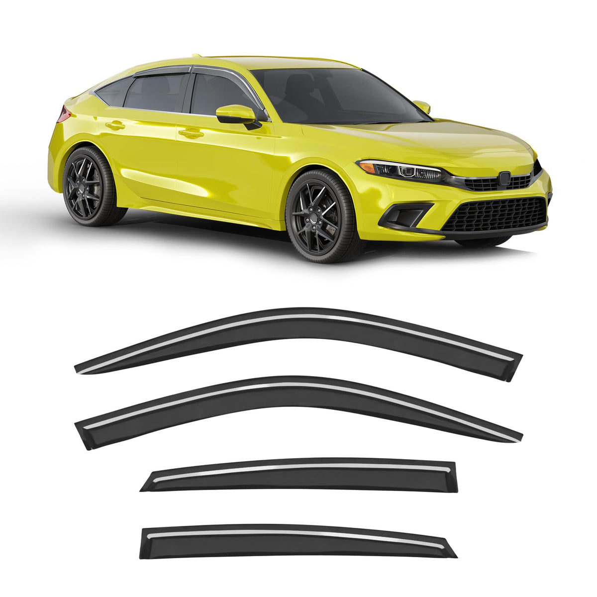 Window Visors Rain Guards for Honda Civic Hatchback 2022-2026 - Product Imagery