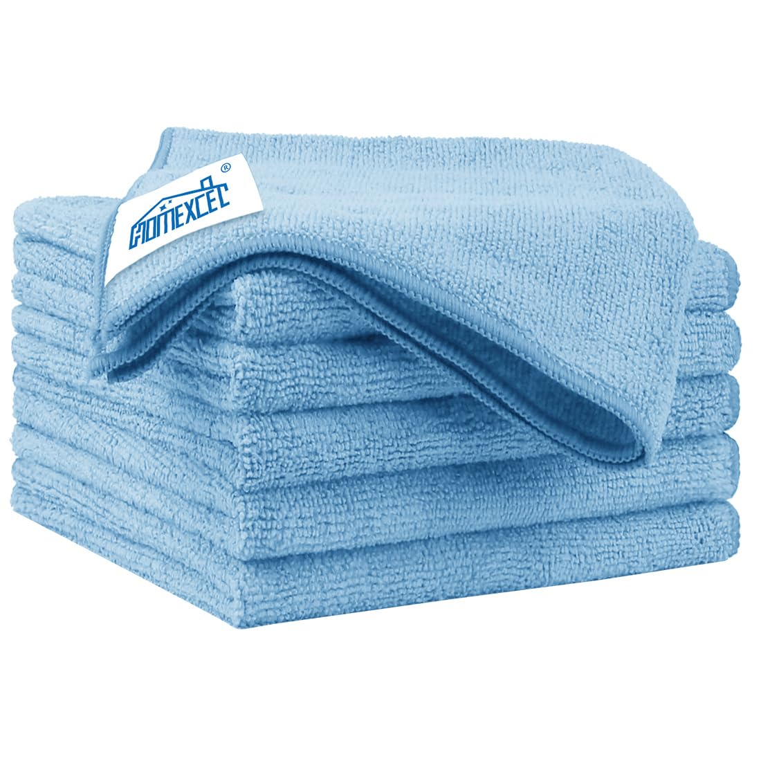 HOMEXCEL Blue Microfiber Cleaning Cloth 6 Pack 12.5 x 12.5 inch - Product Imagery