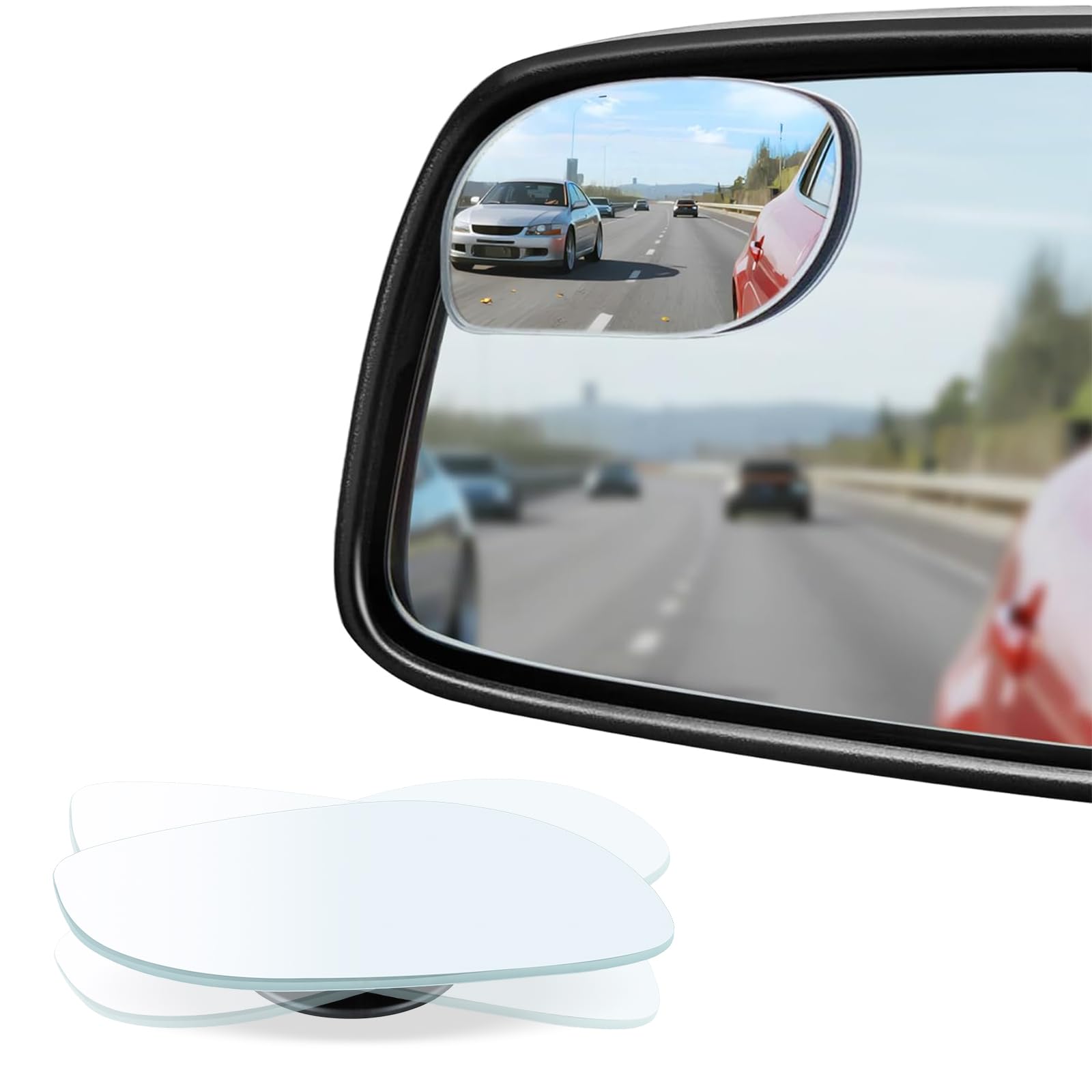 LivTee Blind Spot Mirrors, HD Glass Frameless Convex Rear View - Product Imagery