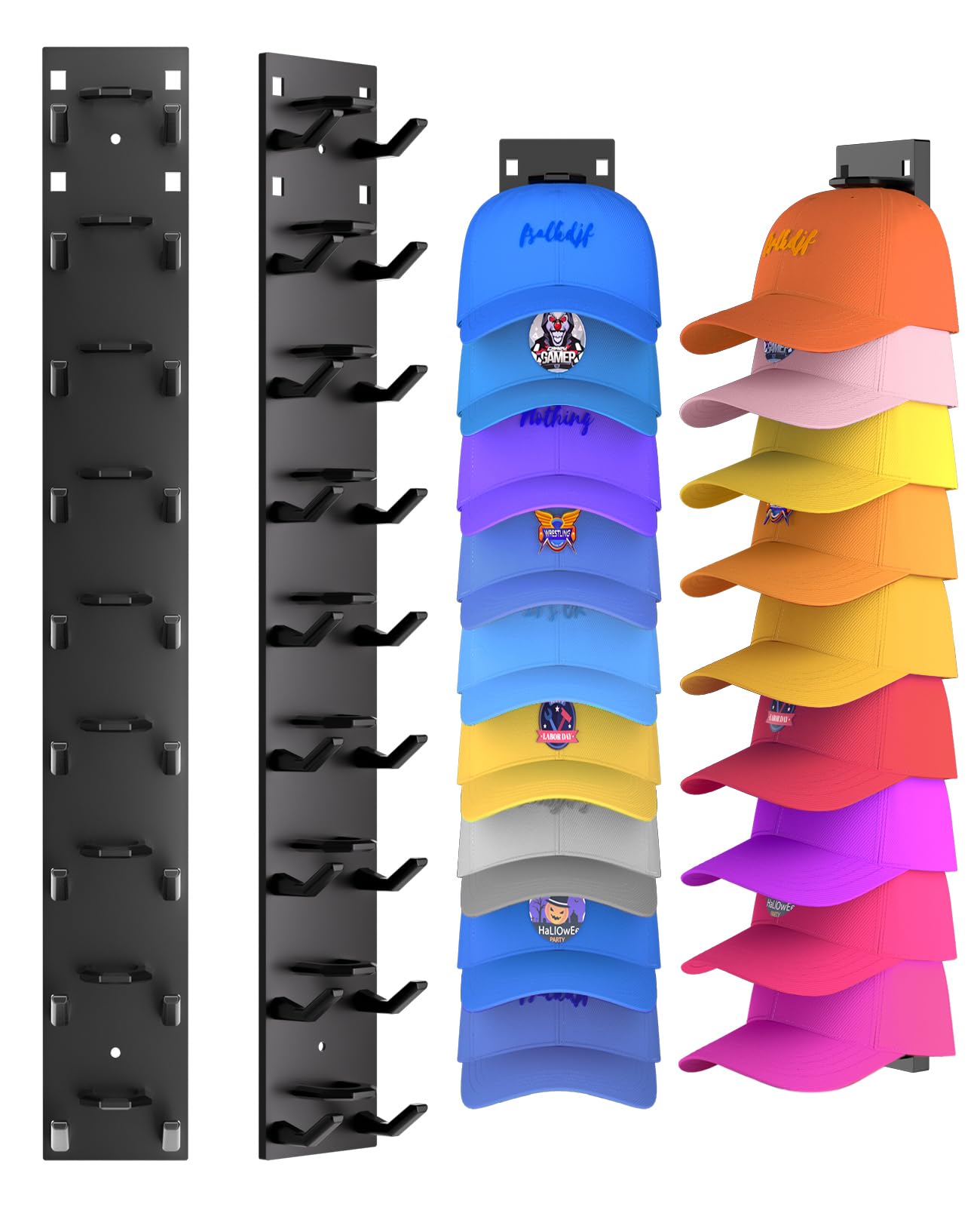 2 Pack Hat Organizer for Baseball Caps, Strong Adhesive Hat Rack - Product Imagery