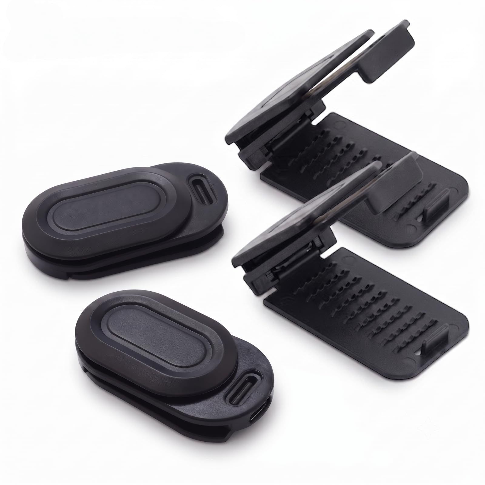 4 Pack Seat Belt Clips, Black Shoulder Strap Position Adjusters - Product Imagery