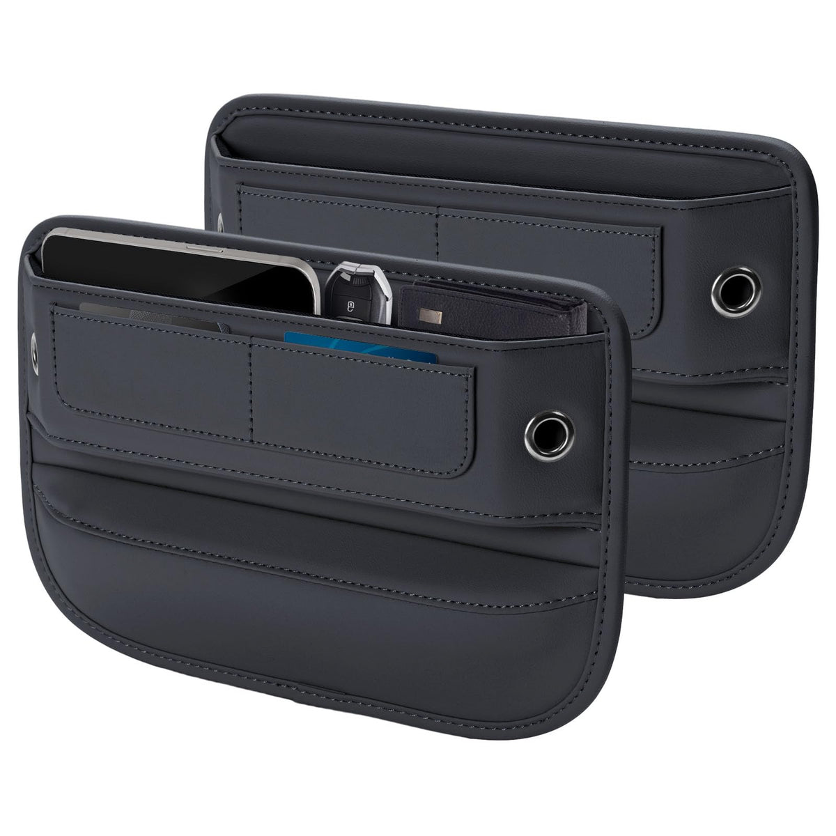 Universal Fit Premium Leather Car Seat Gap Filler Organizer, - Product Imagery