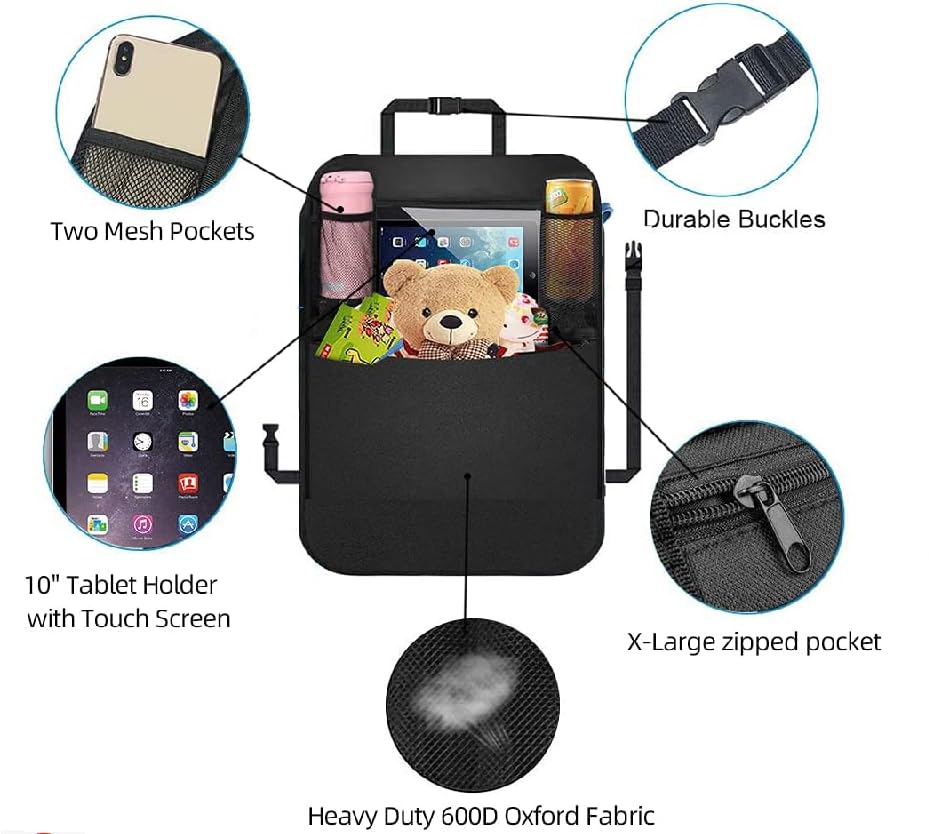 Premium Backseat Organizer for Kids 2 Pack, Heavy Duty - Product Imagery