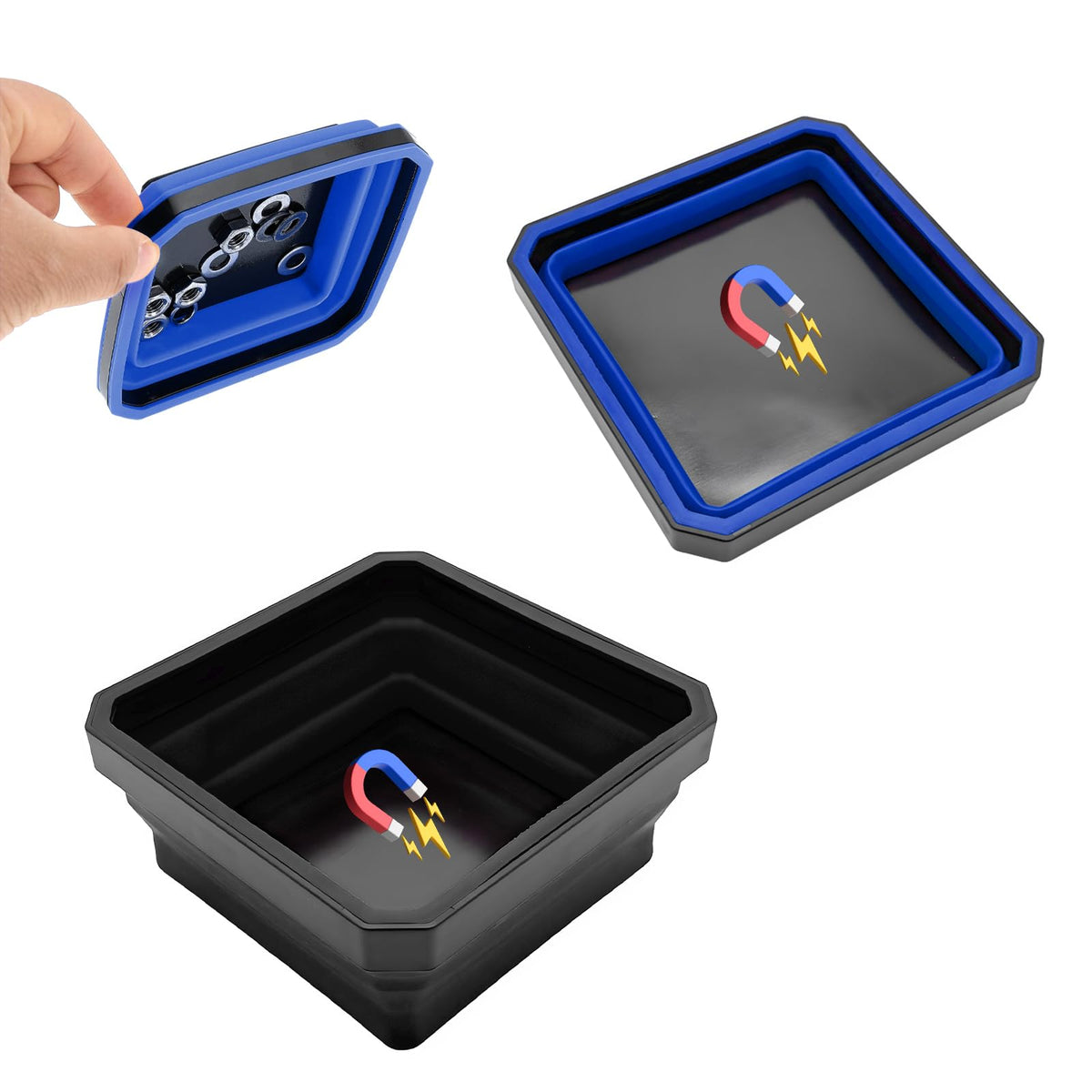 Yourkar Collapsible Magnetic Parts Tray, 4.5 Inch Foldable - Product Imagery