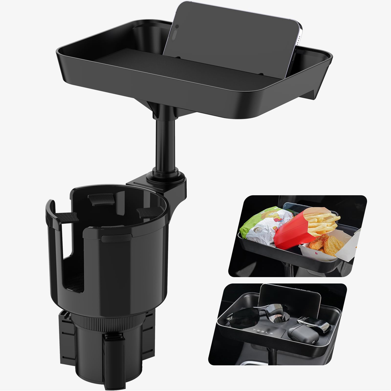 TYKOR Car Cup Holder Tray, 9.5" Car Food Tray Table for Eating - Product Imagery