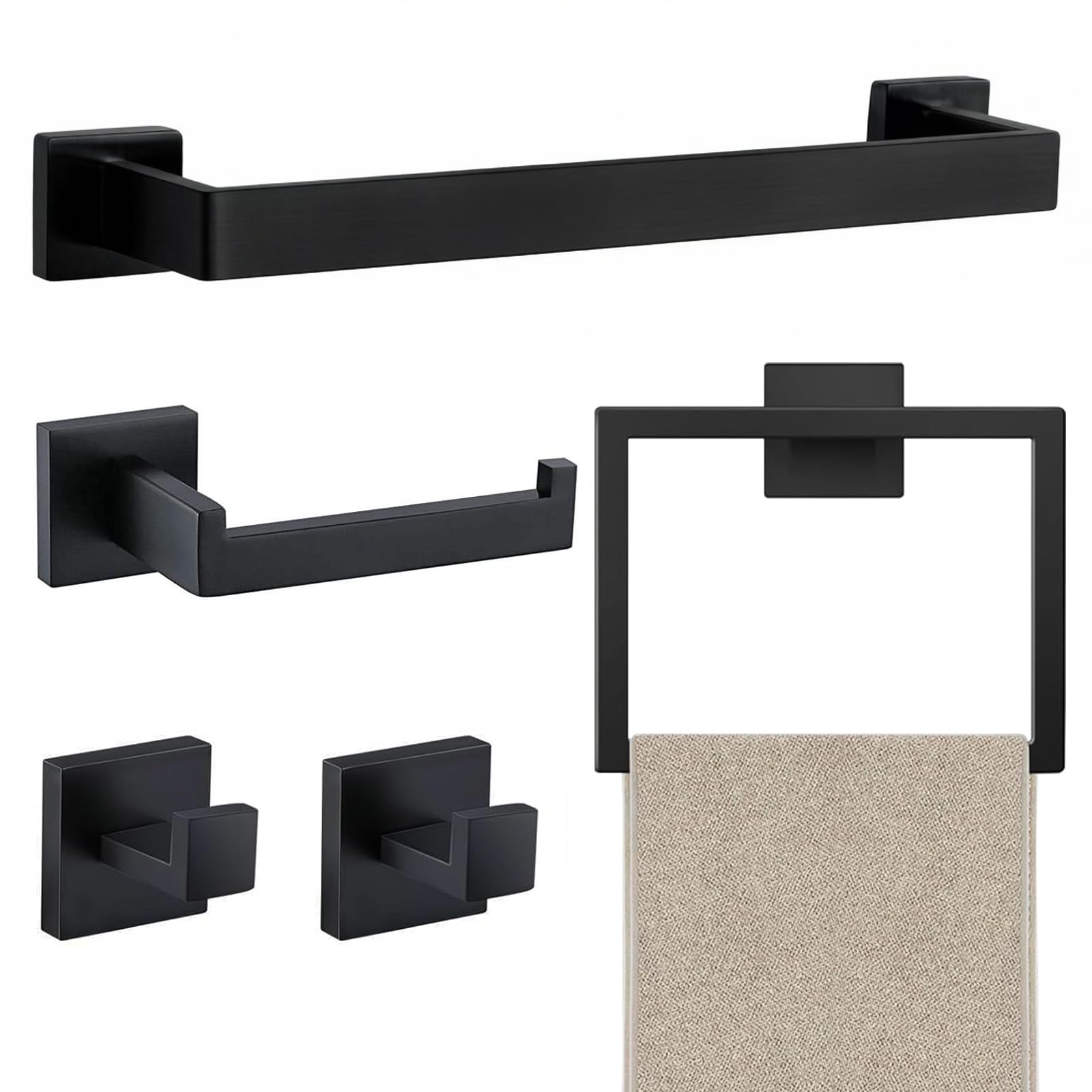 JOPOFI 5 Piece Bathroom Towel Holder - 15.7 Inch Towel Bar - - Product Imagery