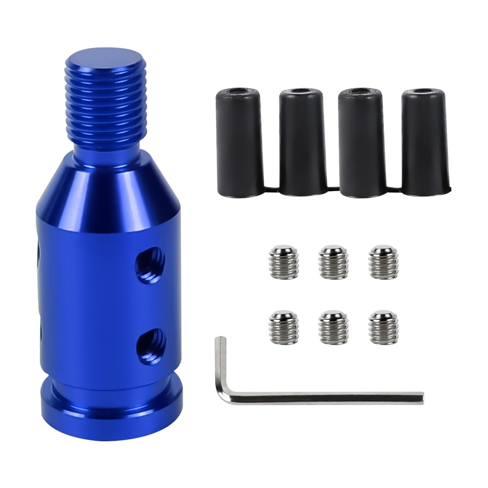 M12x1.25 Gear Shift Knob Adapter, with 4-Size Hoses (Blue) - Product Imagery