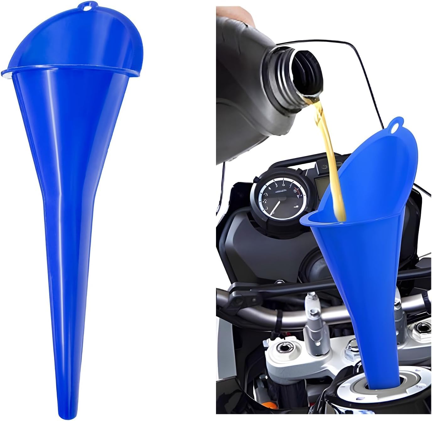 Long-Neck Oil Funnel for Automotive – Multi-Function Plastic - Product Imagery