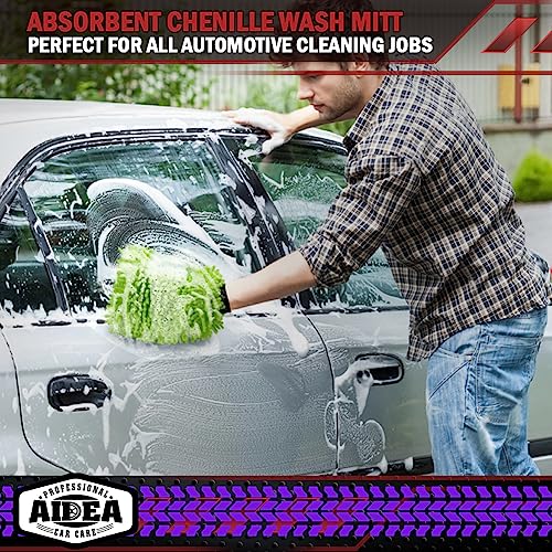 AIDEA Car Wash Mitt Microfiber-2PK, Car Wash Brush, Green, - Product Imagery