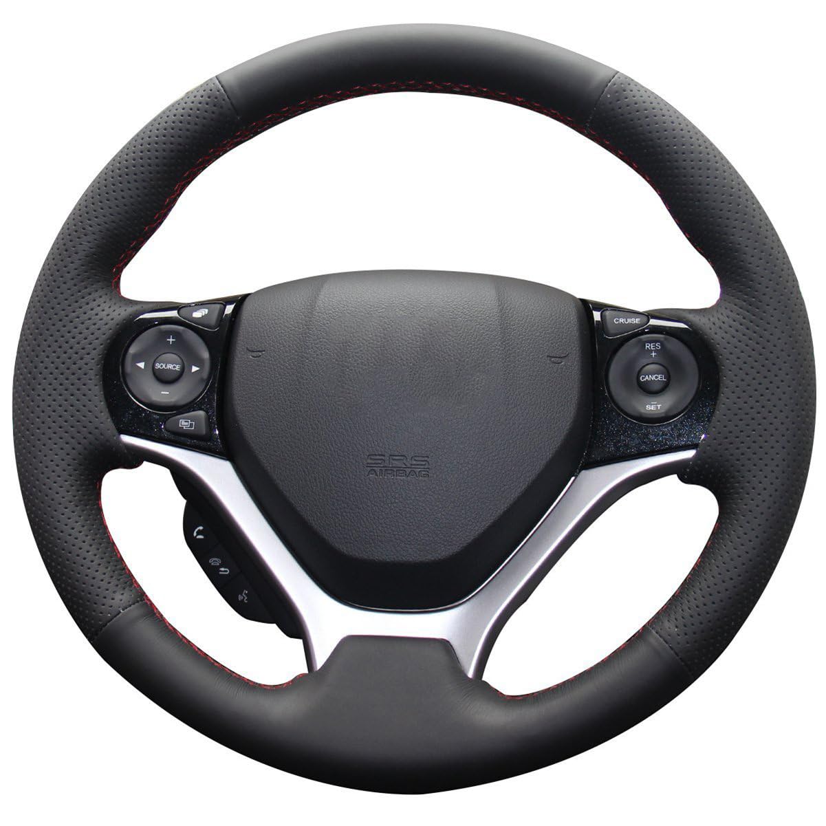 Loncky Carbon Fiber Black Genuine Leather Steering Wheel Cover - Product Imagery