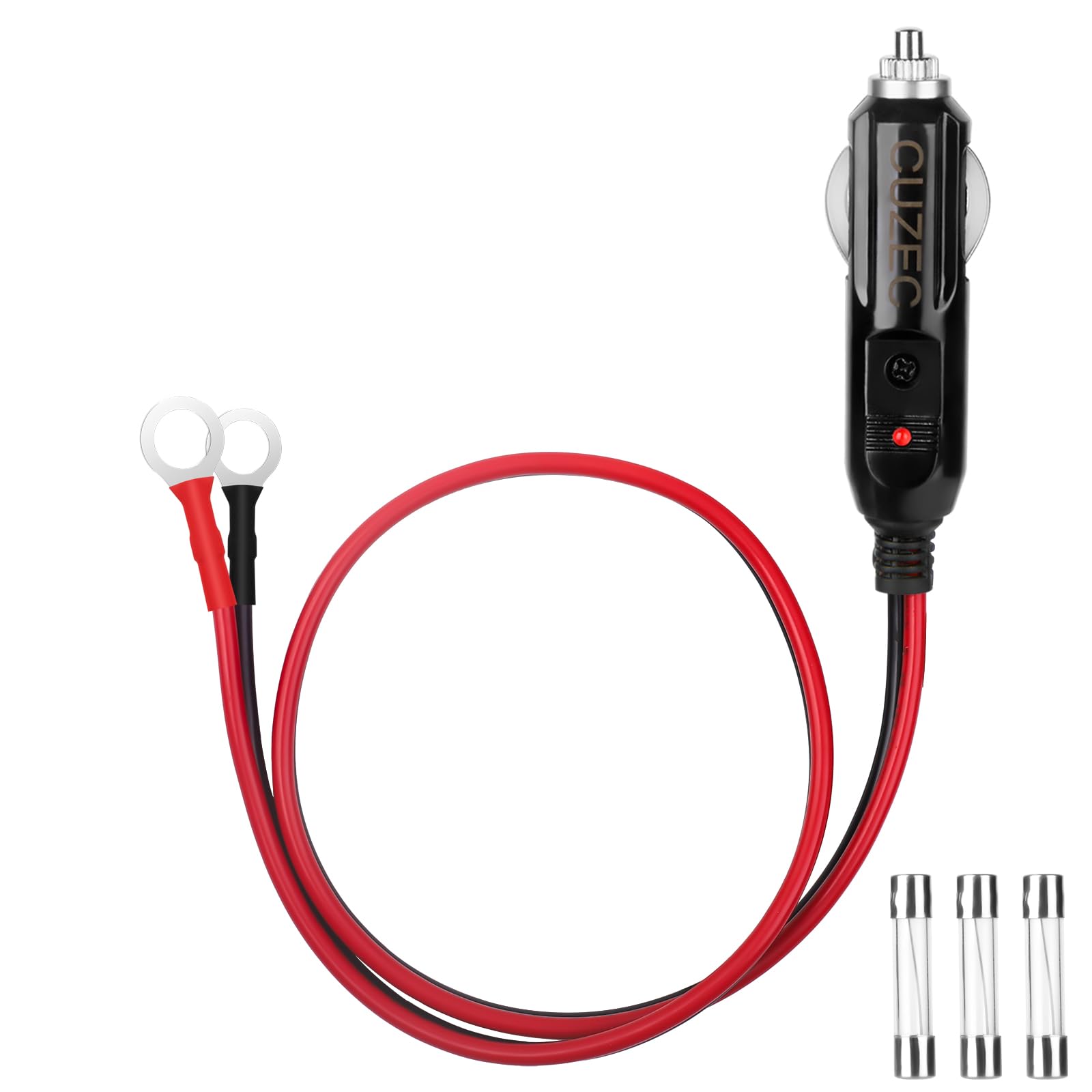 CUZEC Heavy-Duty 15A Male Plug Cigarette Lighter Adapter Power - Product Imagery