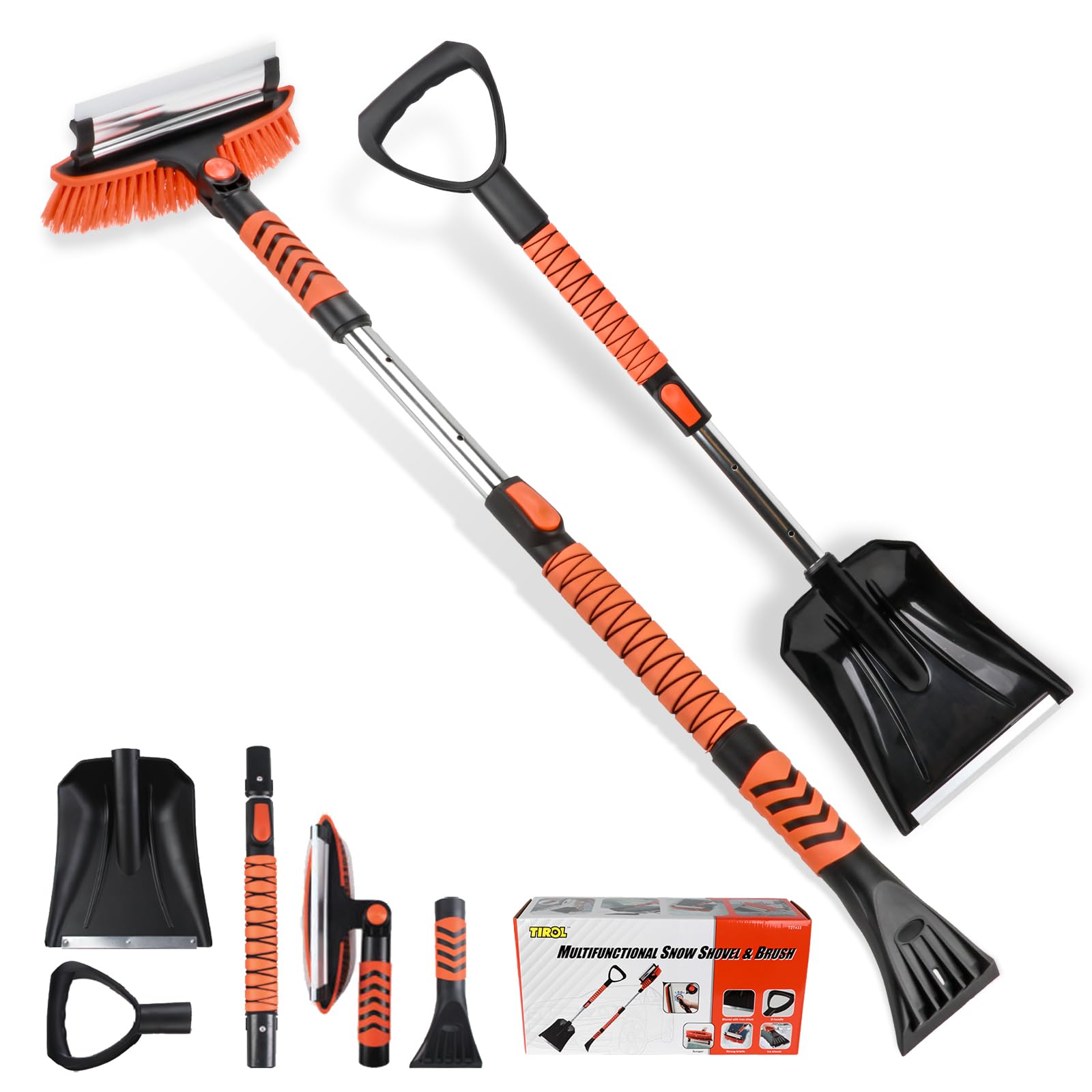 42'' Ice Scraper and Extendable Snow Brush Emergency Snow Shovel - Product Imagery