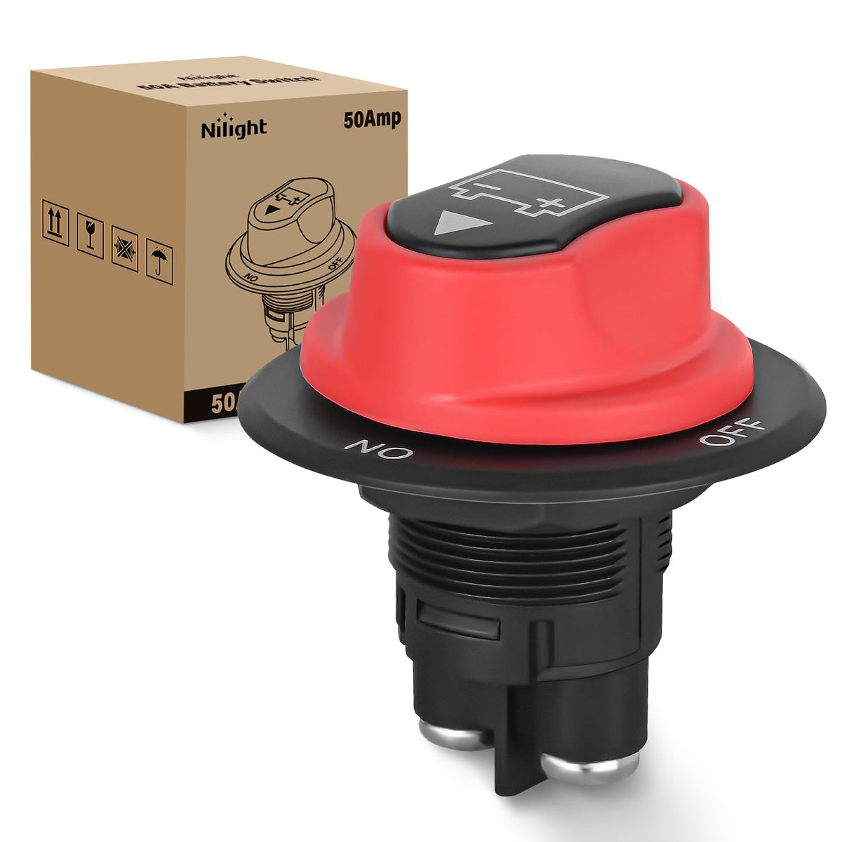 Nilight 50A Battery Disconnect Switch 12V-48V Power Cut Master - Product Imagery