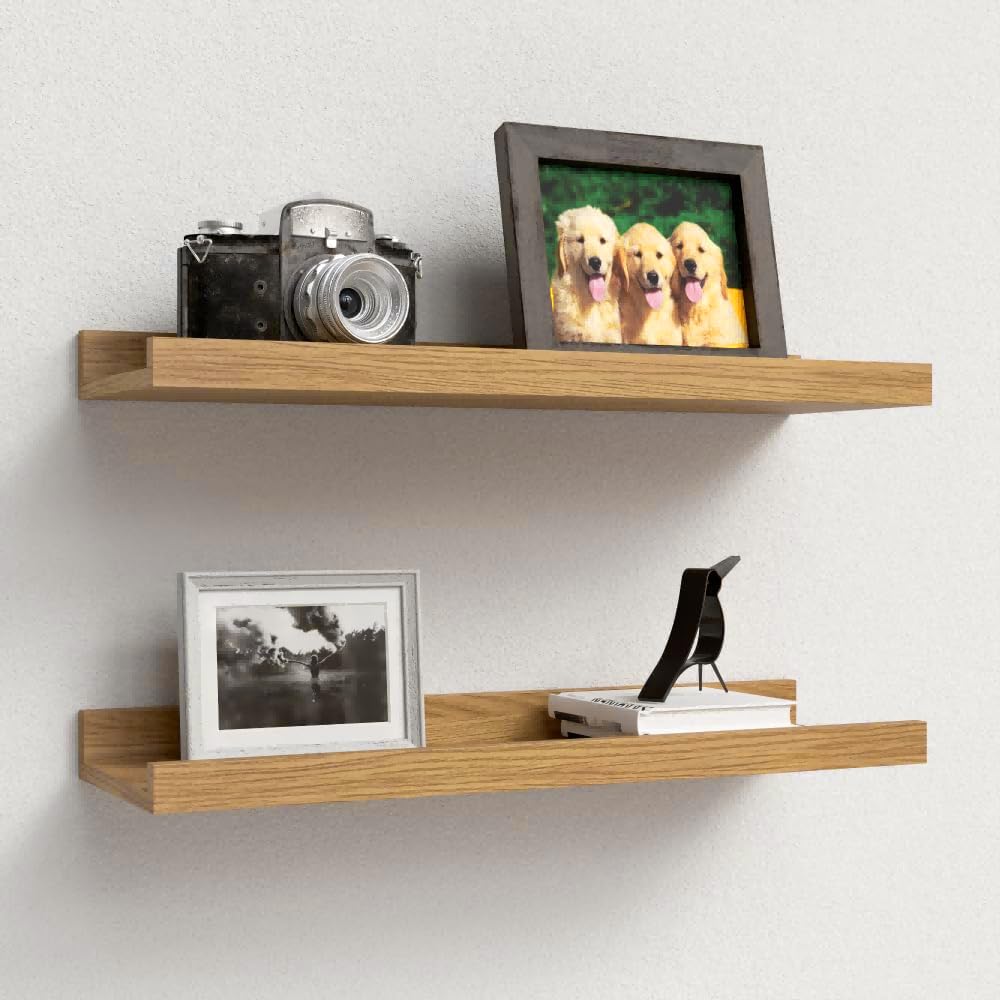 Boswillon Floating Shelves Set of 2, Small Wall Shelf with Lip, - Product Imagery