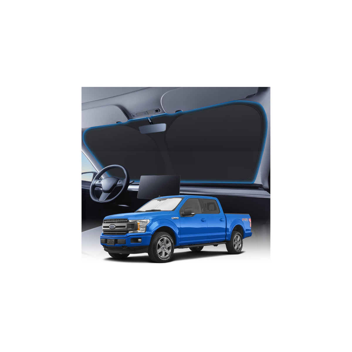 KUST Windshield Sun Shade for 2015-2026 Ford F150 Accessories - Product Imagery
