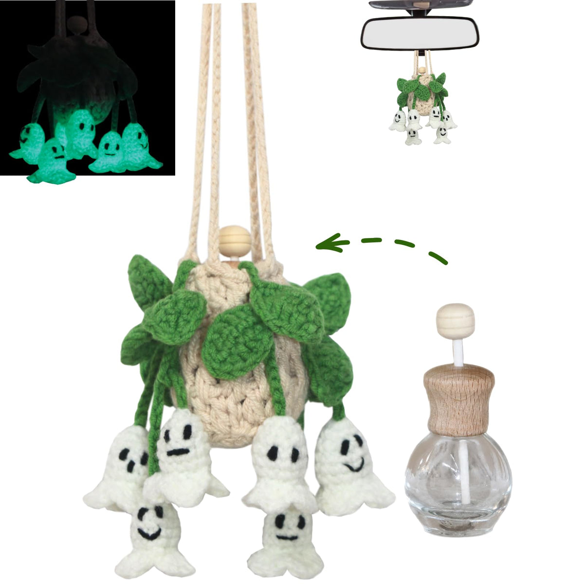 ROFIGL Handmade Crochet Hanging Car Air Freshener - - Product Imagery