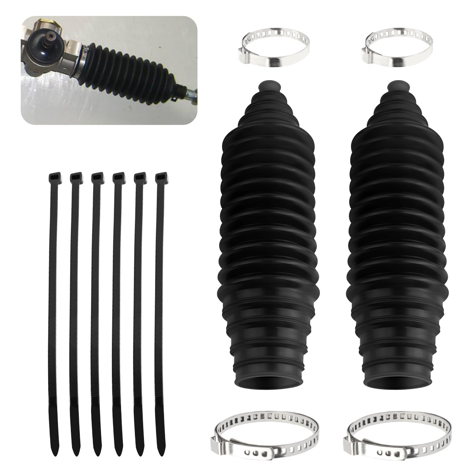 Tie Rod Boot Kit with Pinion Bellow Cable Ties and - Product Imagery