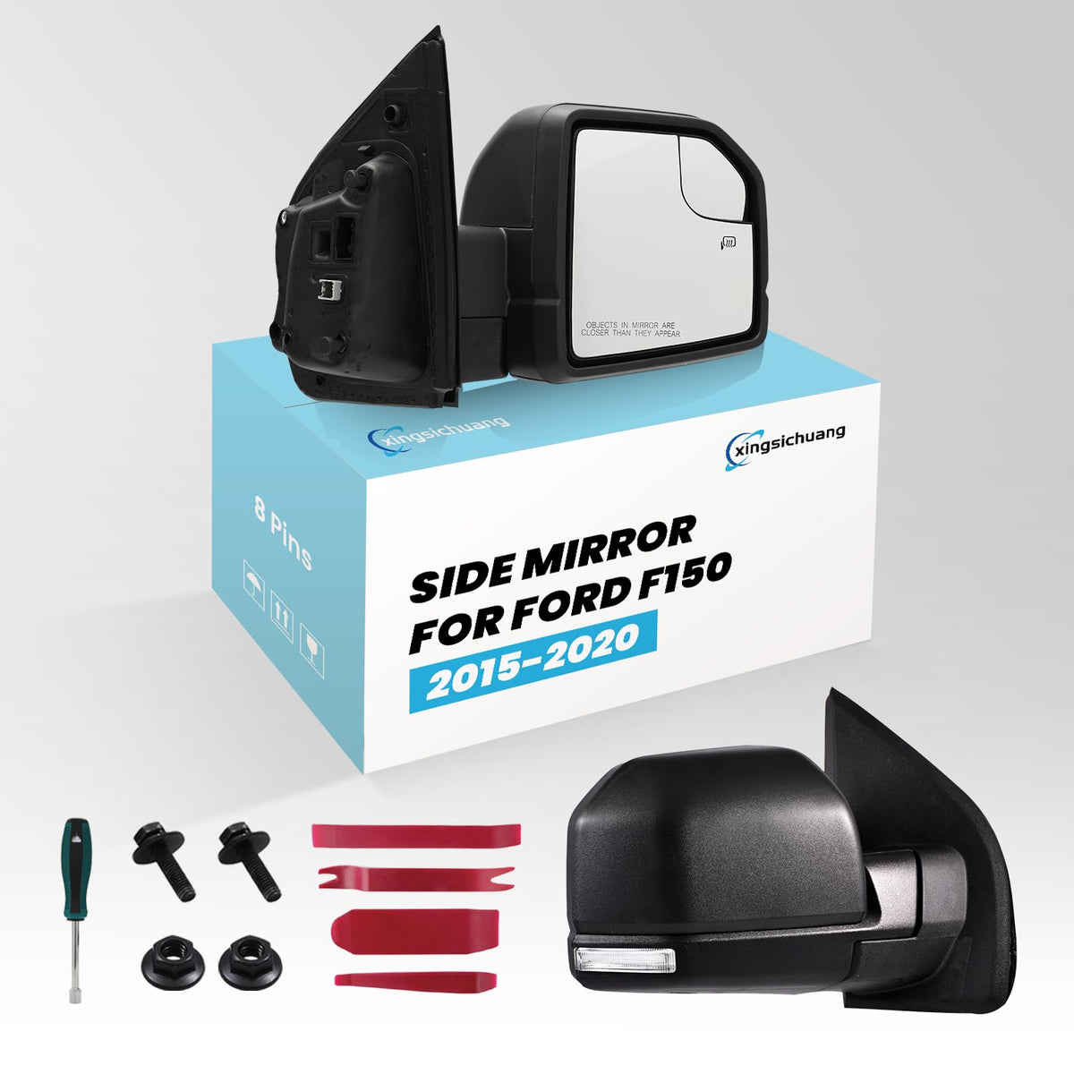 (8 Pins) Right Passenger Side Mirror For 2015-2020 Ford F150 - Product Imagery