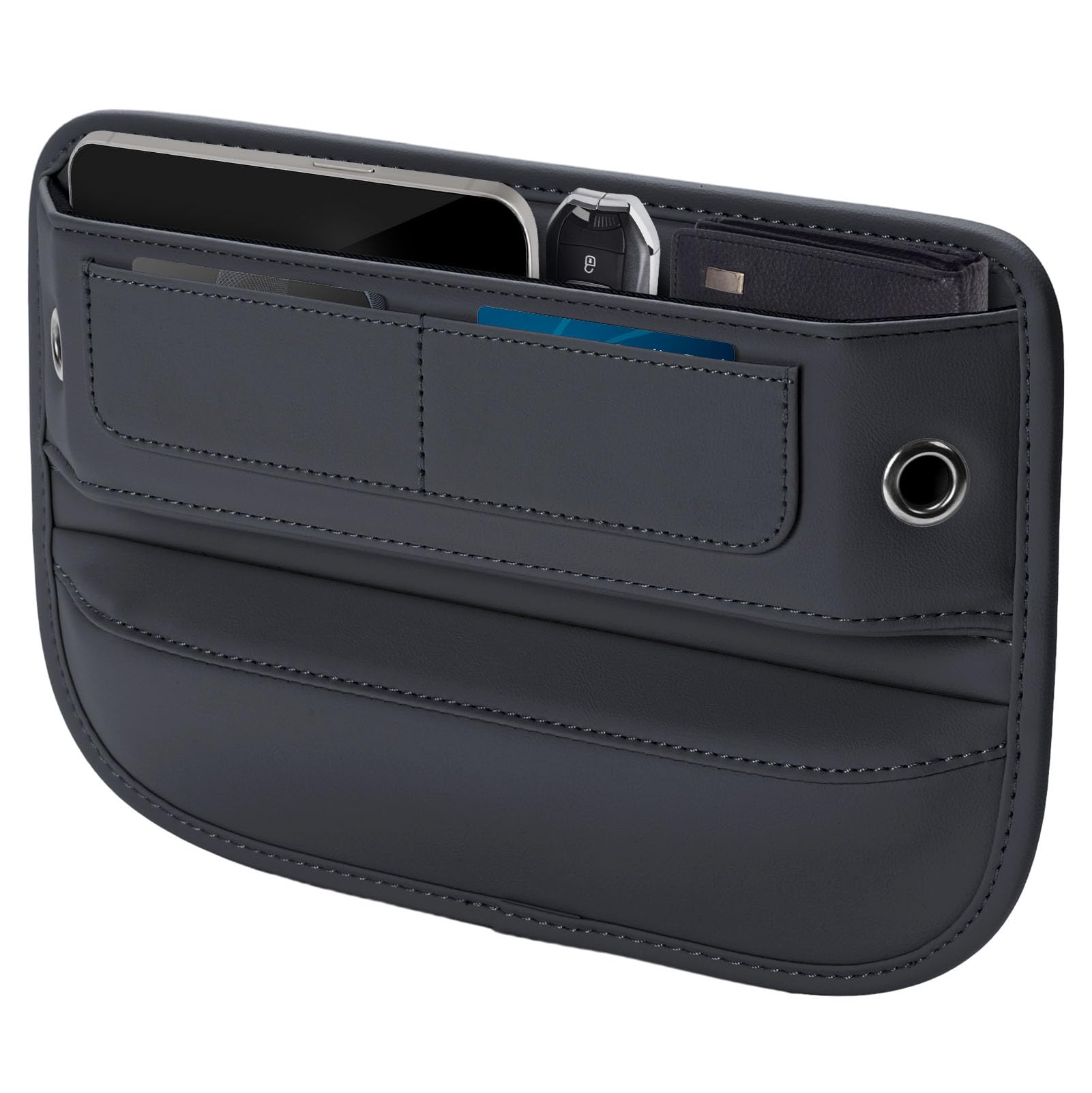 Universal Fit Premium Leather Car Seat Gap Filler Organizer, - Product Imagery