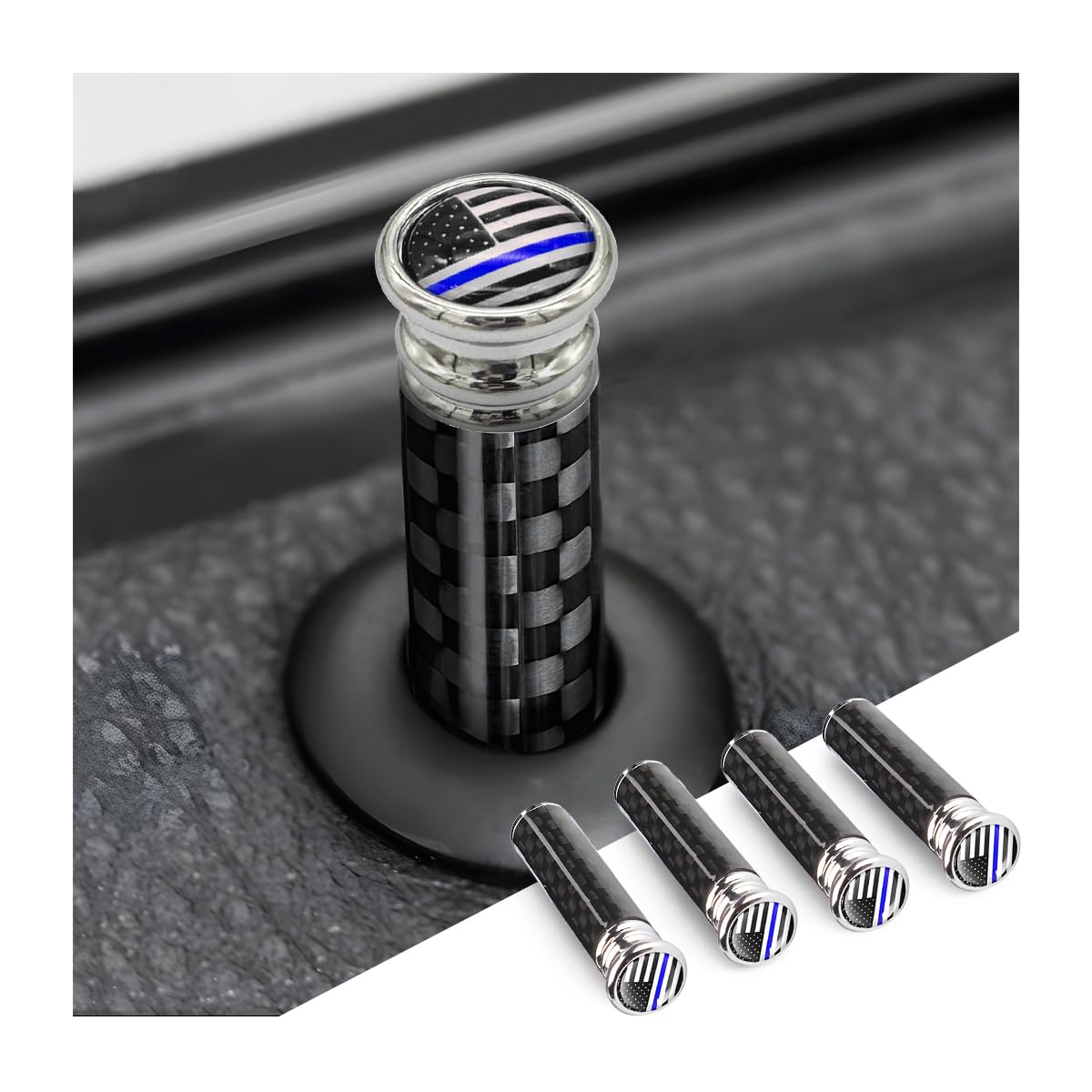 Moly Magnolia 4PCS Carbon Fiber Car Door Lock Knob Covers, Style - Product Imagery
