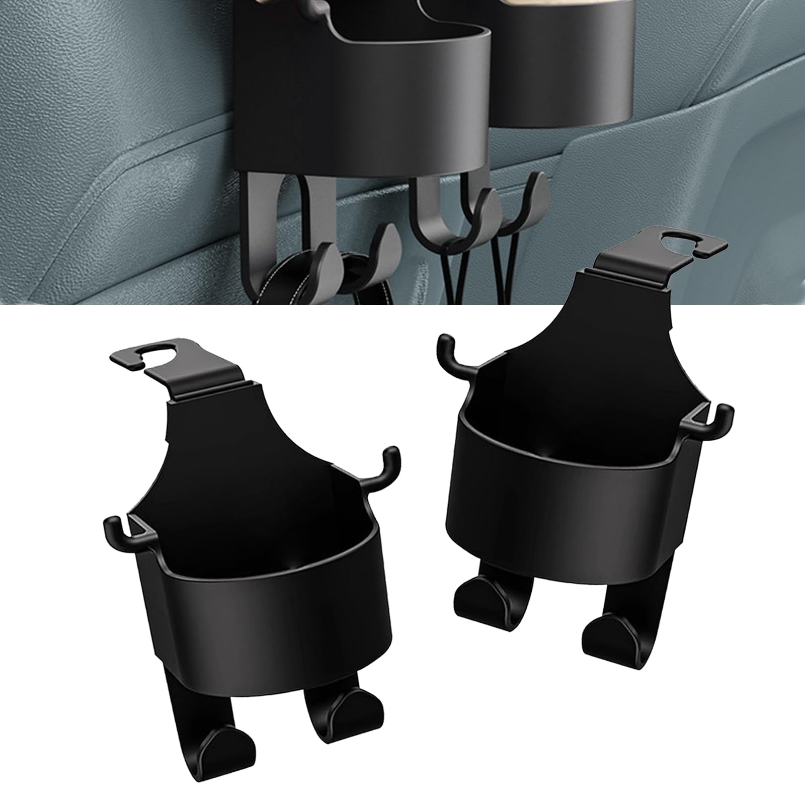 2 PCS Back Seat Cup Holder Hook, Multifunction Car Seat Back - Product Imagery