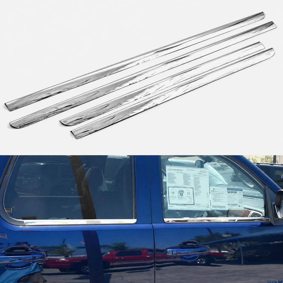 Sizver Polished Stainless Steel Window Sills Trims For 2007-2013 - Product Imagery