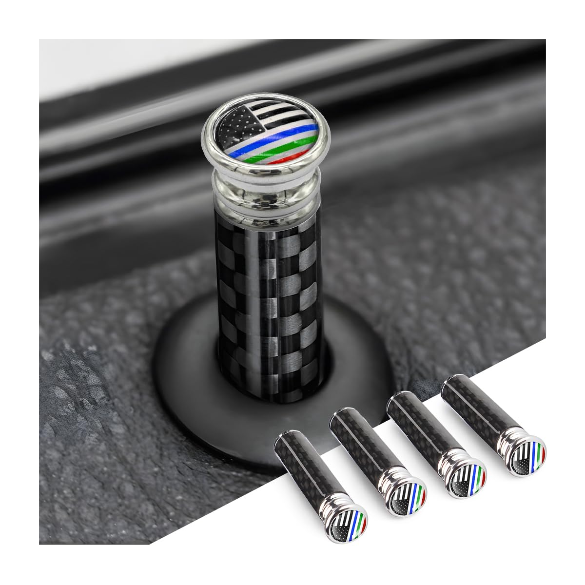 Moly Magnolia 4PCS Carbon Fiber Car Door Lock Knob Covers, Style - Product Imagery