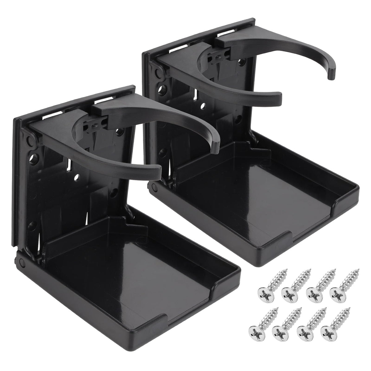 2pcs Adjustable Cup Holder, Boat Cup Holder Foldable, ABS, Black - Product Imagery