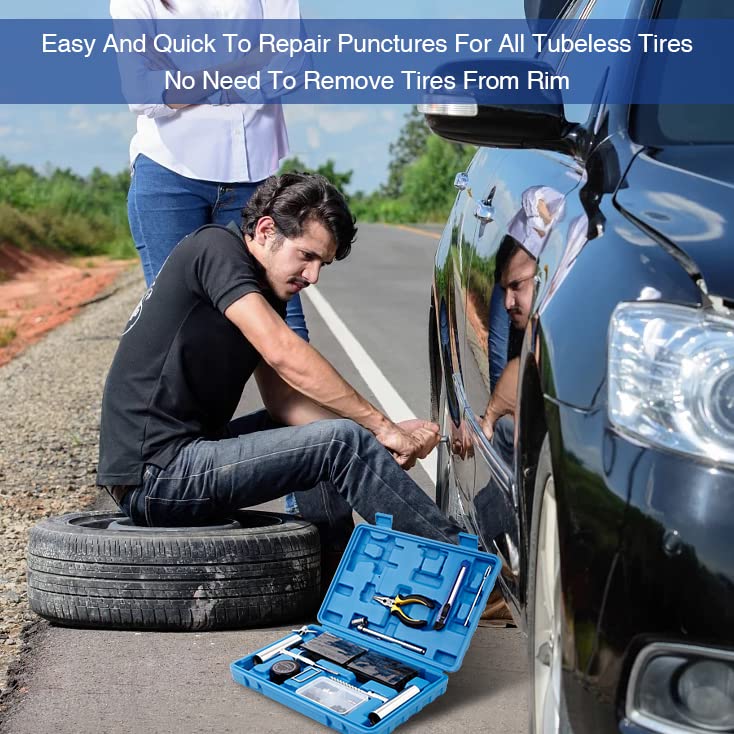 AUTOWN Flat Tire Repair Kit 68pcs, Heavy Duty Tire Plug Kit to - Product Imagery