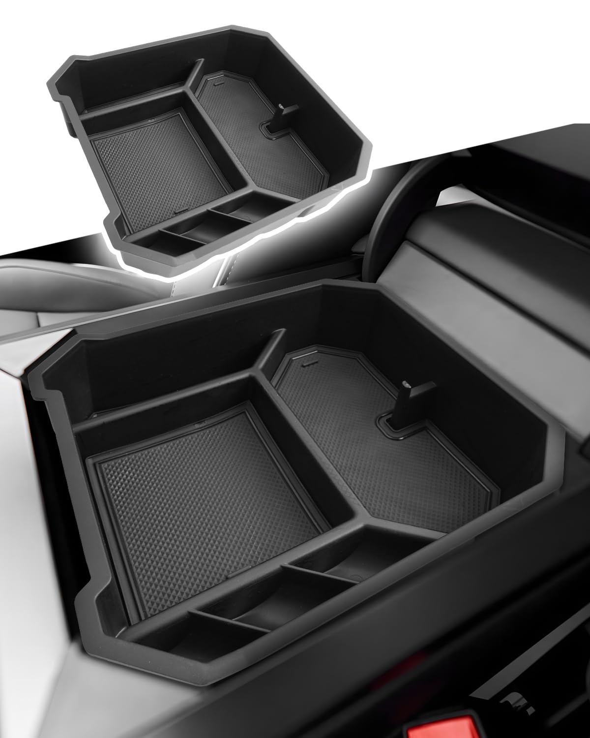 CDEFG for 2024 Tesla Cybertruck Center Console Organizer Tray - Product Imagery
