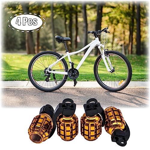 4 PCS Grenade Style Tire Valve Stem Caps, Stainless Steel Tire - Product Imagery