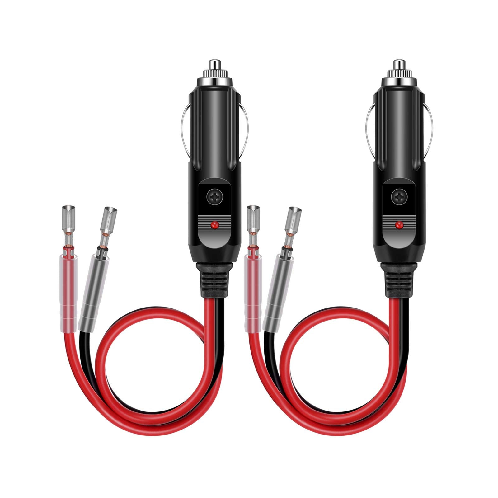 YONHAN Cigarette Lighter Male Plug 12V Fused Replacement 2 Pack - Product Imagery