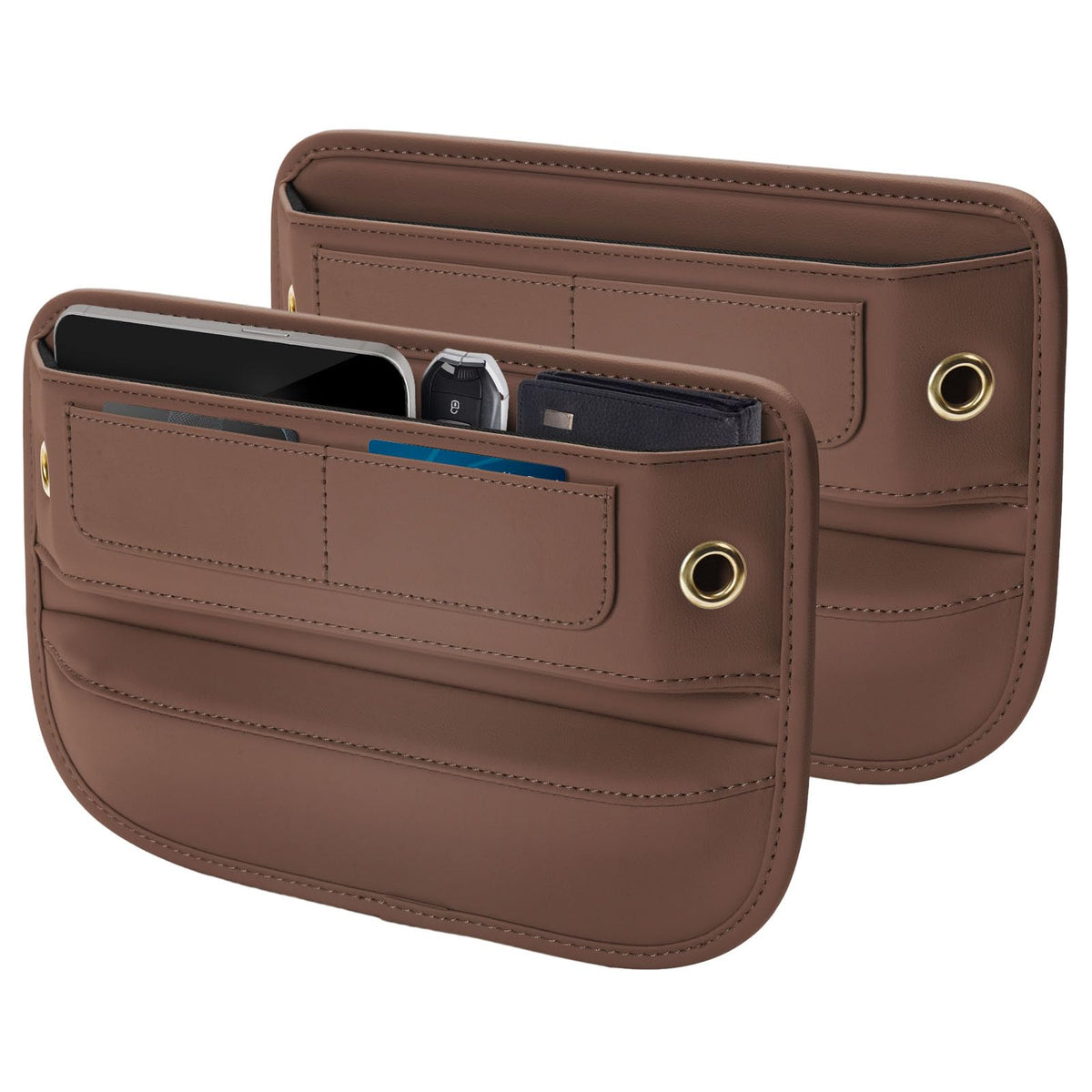 Universal Fit Premium Leather Car Seat Gap Filler Organizer, - Product Imagery