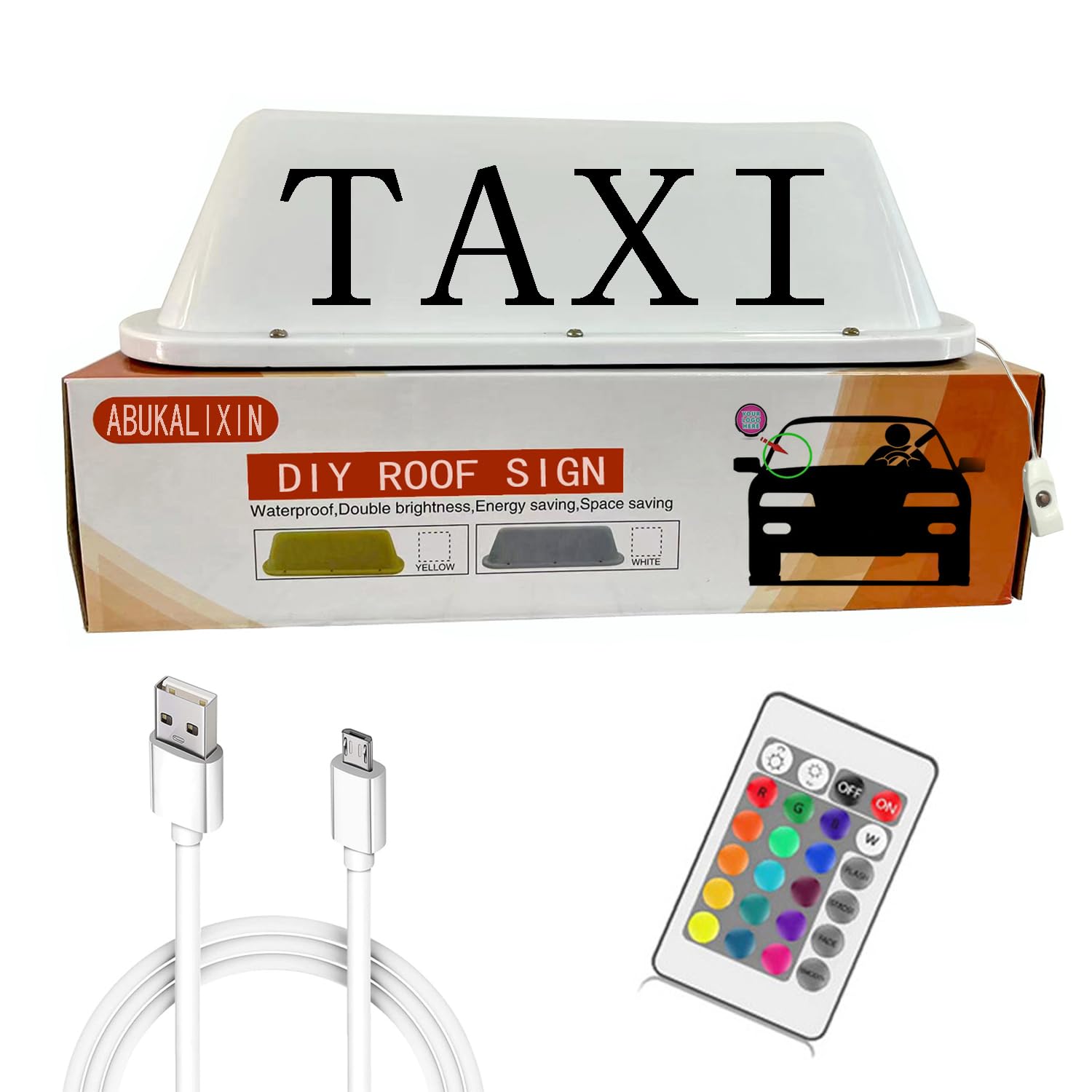 Taxi Sign Cab Top Light Roof Driver with USB Rechargeable - Product Imagery