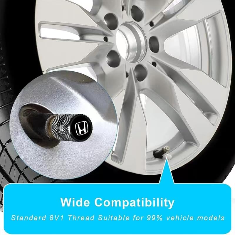 Tire Valve Stem Caps for Honda Metal Car Wheel Air caps Auto - Product Imagery