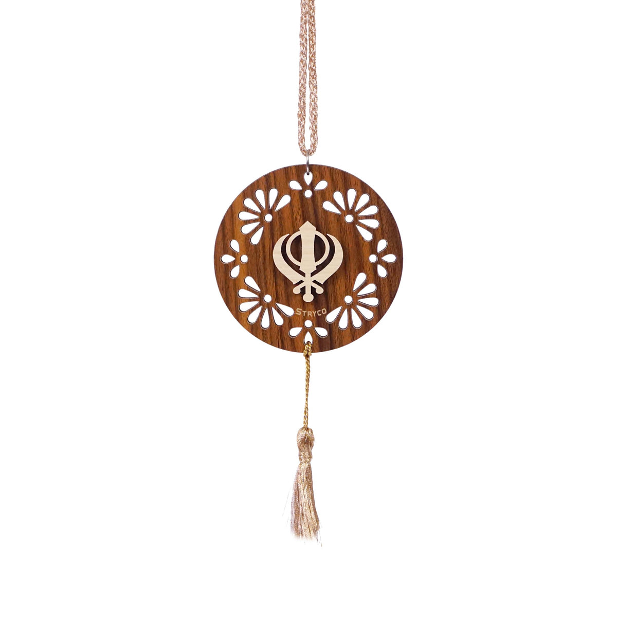 Thick 3D Khanda Sahib Punjabi CAR Rear View Mirror Hanging | - Product Imagery