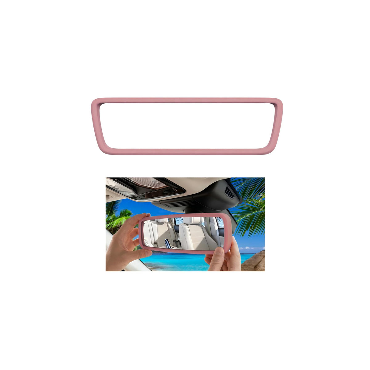Elastic Silicone Car Rear View Mirror Protector Cover, Pink - Product Imagery