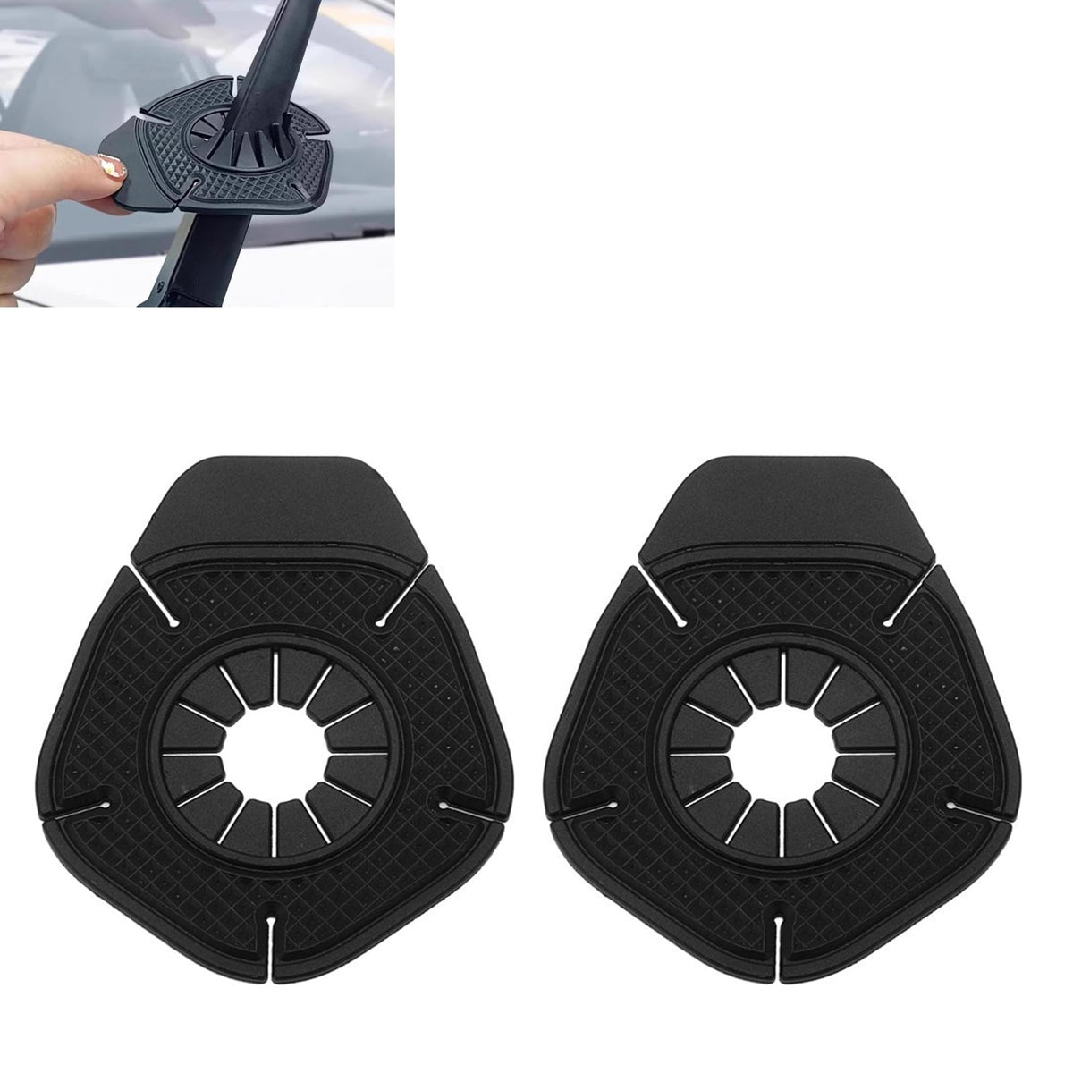 2PCS Car Wiper Arm Hole Protection Pad, Silicone Windshield - Product Imagery