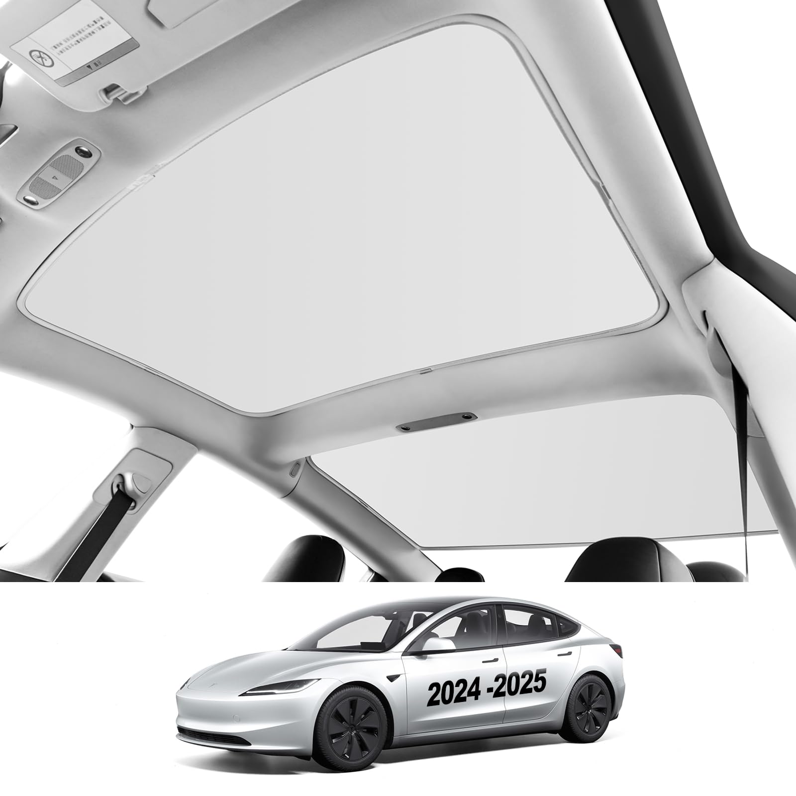 Roof Sunshades for Tesla Model 3 2026, Upgraded [No-Sag,No Gap] - Product Imagery