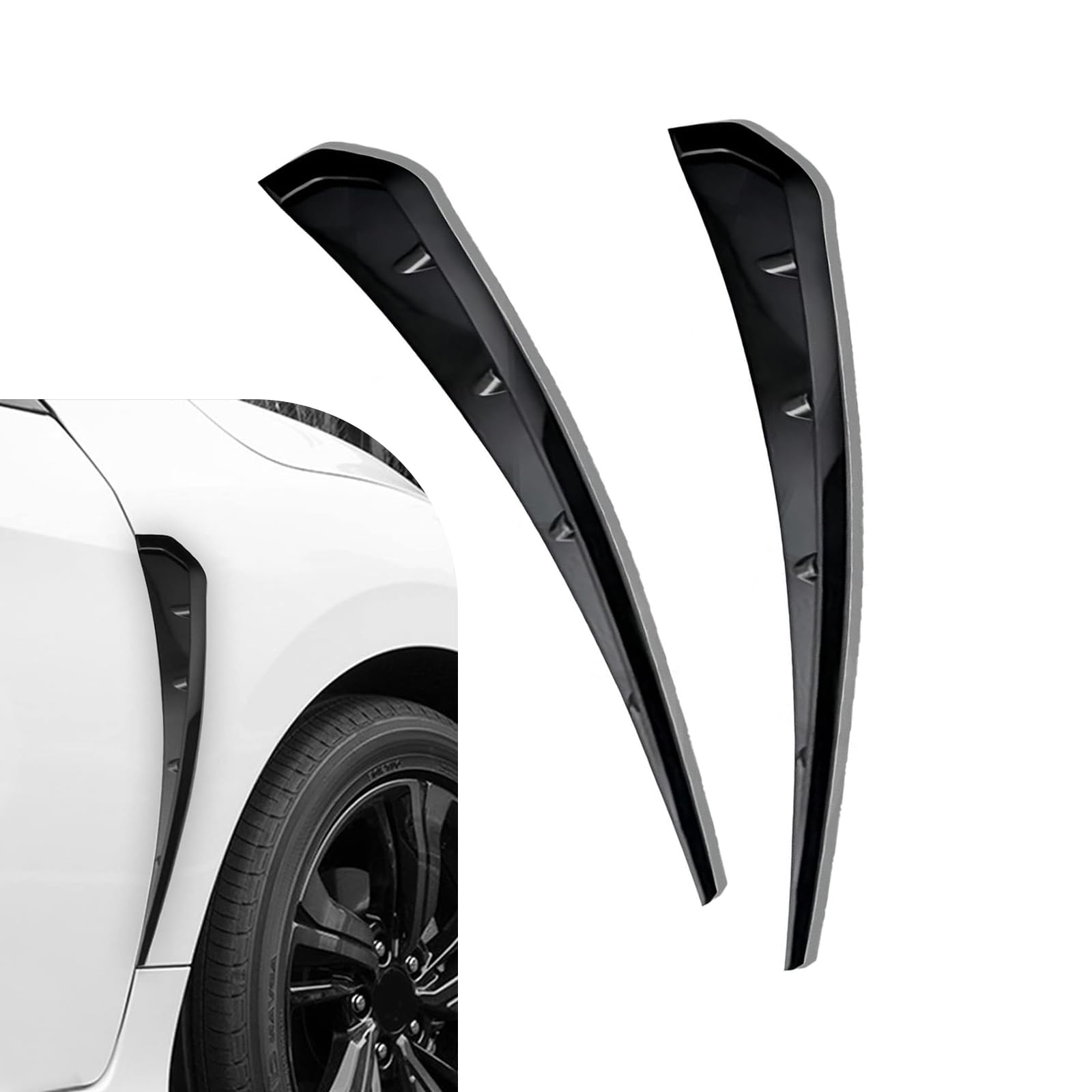 2PCS Car Fender Side Vents, ABS Air Wing Vent Trim Sticker, - Product Imagery