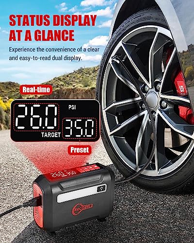 ROCGORLD R8 Tire Inflator Portable Air Compressor, DC 12V Air - Product Imagery
