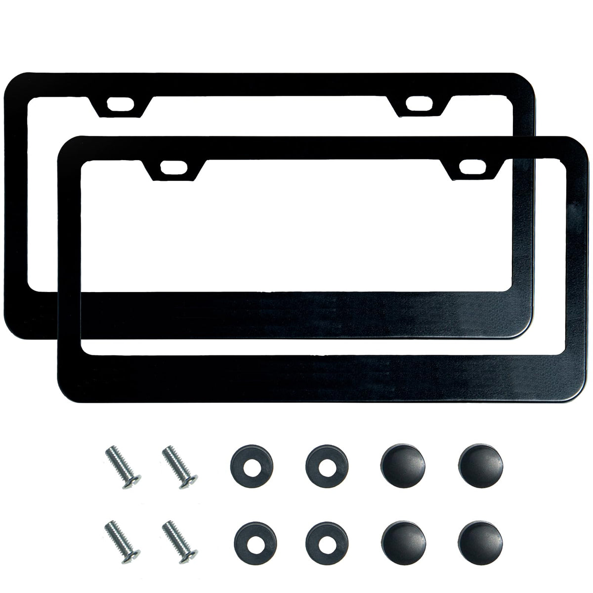 2PCS Matte Black License Plate Frames, 2 Holes Solid Rust-Proof - Product Imagery