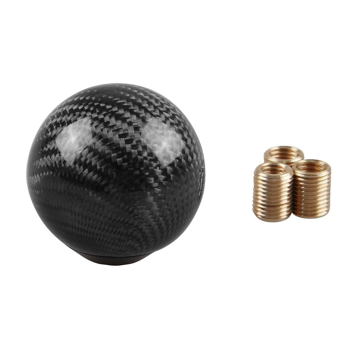 RYANSTAR Carbon Fiber Shift Knob with 3 Adapters Round Ball Black - Product Imagery