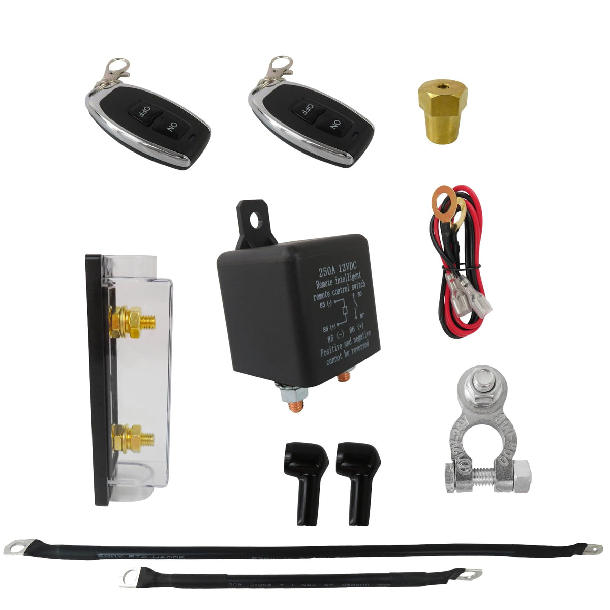 12V Remote Battery Cutoff Switch, 250A Rated 450A Surge Current - Product Imagery