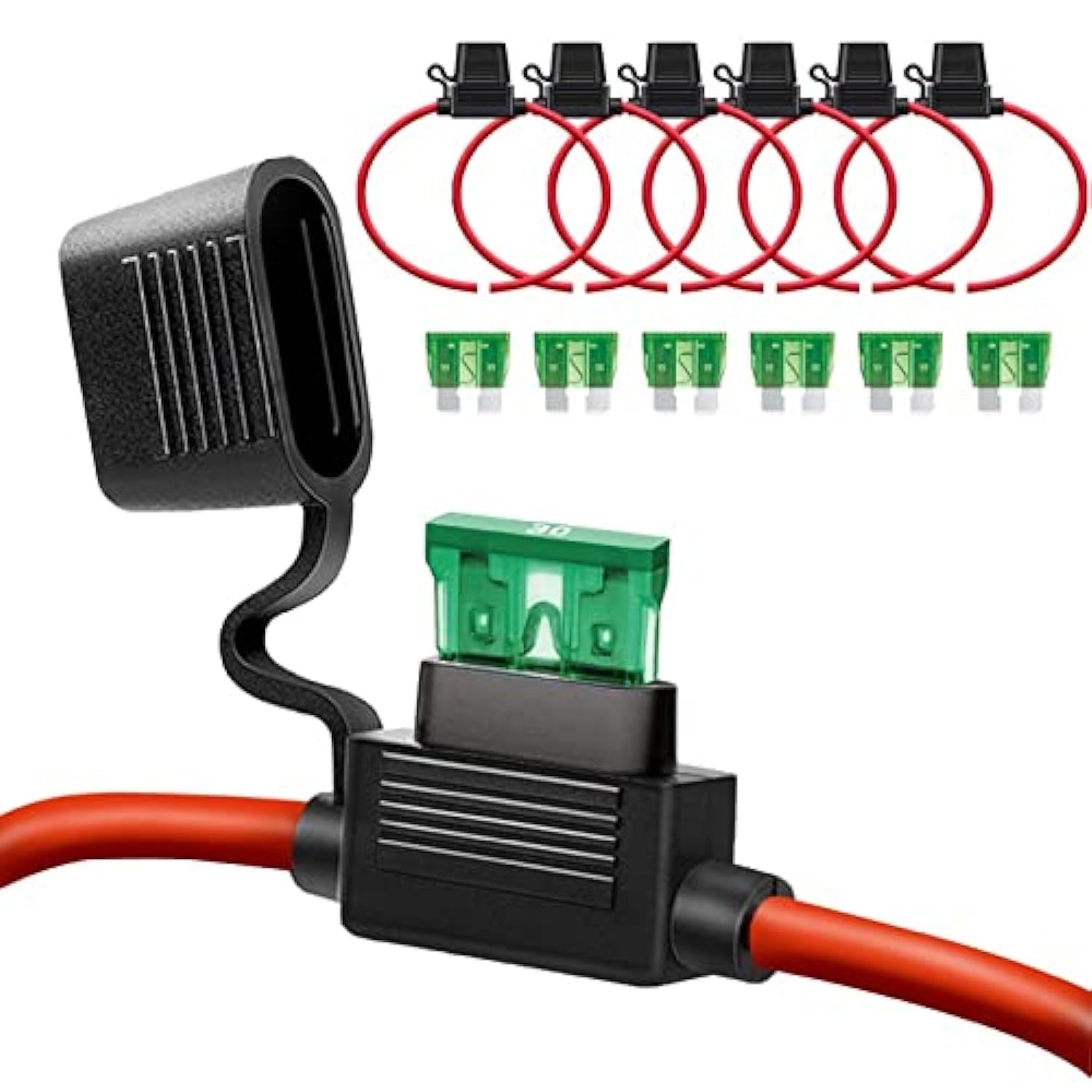 12 AWG Inline Fuse Holder - 12 Gauge Fuse Holder for 30A Blade - Product Imagery